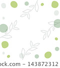 A refreshing botanical frame featuring delicate line drawings of leaves and green dots, with an organic and natural design. 143872312
