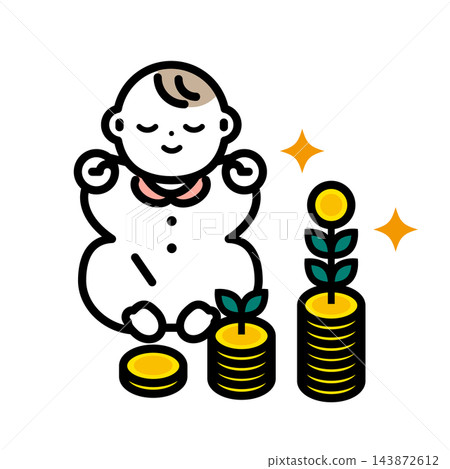 An icon representing the idea of preparing for future finances. (Examples: Children's NISA, investment savings, stocks) An icon representing the idea of preparing for future finances. (Examples: Children's NISA, investment savings, stocks) 143872612