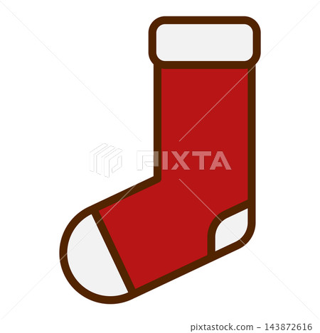 A simple illustration of a red Christmas stocking for putting presents in. A simple illustration of a red Christmas stocking for putting presents in. 143872616
