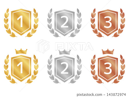 The EC site and awards displays feature gold, silver, and bronze shields, along with laurel wreaths and crowns, creating a magnificent ranking emblem for 1st, 2nd, and 3rd place. The EC site and awards displays feature gold, silver, and bronze shields, along with laurel wreaths and crowns, creating a magnificent ranking emblem for 1st, 2nd, and 3rd place. 143872974