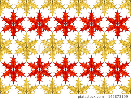 A holly leaf snowflake that can be connected seamlessly. A holly leaf snowflake that can be connected seamlessly. 143873199