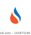Orange blue teardrop shape flame symbol 143873246
