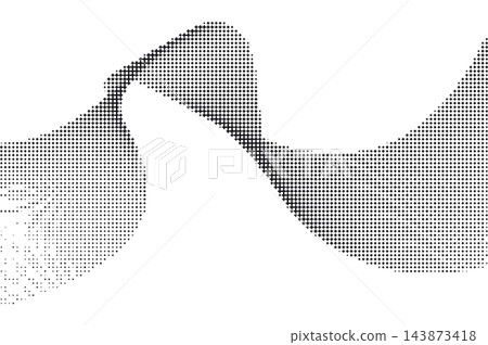 Halftone dotted abstract wave ripple texture vector. Monochrome vector illustration with fluid dot gradient. Halftone dotted abstract wave ripple texture vector. Monochrome vector illustration with fluid dot gradient. 143873418