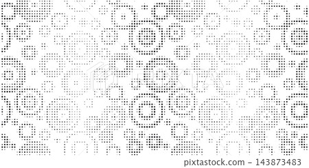 Halftone dotted concentric circle and bubble ring pattern. Abstract abstract spot background with fading dot texture. Halftone dotted concentric circle and bubble ring pattern. Abstract abstract spot background with fading dot texture. 143873483