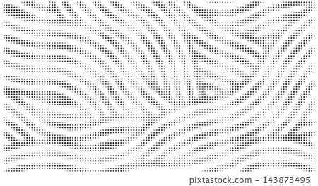 Halftone dotted flowing wave line pattern background. Abstract zebra stripe texture vector illustration overlay. Halftone dotted flowing wave line pattern background. Abstract zebra stripe texture vector illustration overlay. 143873495