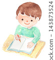 一個男孩學習的插圖 143873524
