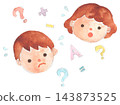 一幅水彩插畫，描繪了一個孩子正在努力理解一個問題。 143873525