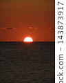 從角田岬望去，緋紅的夕陽沉入日本海的地平線，映襯著緋紅的天空。 143873917