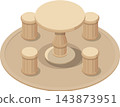 Outdoor table set isometric illustration 143873951