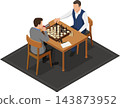 Professional competitive chess match isometric illustration 143873952