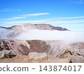 A sea of clouds drifts across the volcanic slopes and crater: A breathtaking view of the sky from Mount Azuma-Kofuji. 143874017