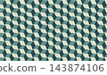 Blue-green curved, three-dimensional block geometric seamless pattern 143874106