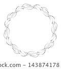Black and white wreath of leaves. Autumn coloring book. Round frame leaf border for coloring page. 143874178