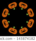 Halloween pumpkin lantern round frame. Decorative element for design, holiday, greeting card, invitation, sale, banner. 143874182