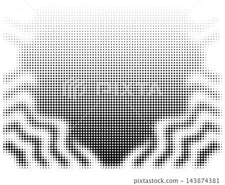 Halftone dotted symmetrical wave burst background Halftone dotted symmetrical wave burst background 143874381