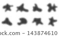 Halftone dotted small icon collection, abstract tiny symbol and dot pattern set, vector graphic design elements. 143874610