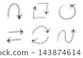 Halftone dotted reload and rotation arrow set, circular and loop pointer symbol collection with fading dot texture, vector graphic elements. 143874614