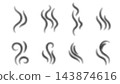Halftone dotted smoke and vapor set, abstract aroma and steam swirl icon collection with fading dot texture, vector graphic elements. 143874616