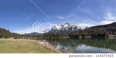 Panoramic landscape view, Kranzberg mountain, Bavaria, Germany 143875564