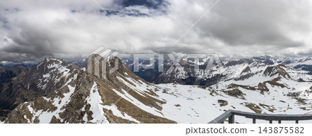 Panoramic landscape view, Nebelhorn mountain, Bavaria, Germany Panoramic landscape view, Nebelhorn mountain, Bavaria, Germany 143875582