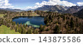 Panoramic view, lake Freibergsee, Bavaria, Germany 143875586