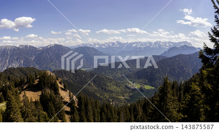 Panoramic landscape view, Laber mountain, Bavaria, Germany 143875587