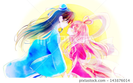 月光下,一男一女相對而立,畫面充滿中國奇幻色彩。 月光下,一男一女相對而立,畫面充滿中國奇幻色彩。 143876014