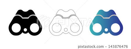 Binoculars icon set in flat black, outline, and blue gradient styles. Binocular vector symbols for travel, exploration, and discovery UI design. Binoculars icon set in flat black, outline, and blue gradient styles. Binocular vector symbols for travel, exploration, and discovery UI design. 143876476