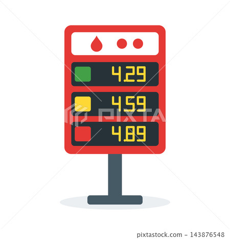 Gas station price sign with three fuel prices, roadside price board Gas station price sign with three fuel prices, roadside price board 143876548