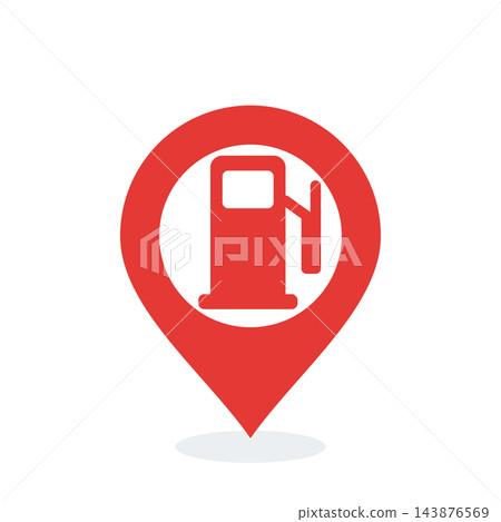 Gas station map pin, fuel station location marker icon Gas station map pin, fuel station location marker icon 143876569