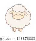 一幅可愛、簡潔、輕鬆的綿羊角色插畫，獻給羊年。 143876883