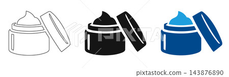Cosmetic Cream Jar Icon Set Illustration, Face Cream and Beauty Product Container Signs Isolated on White Background Cosmetic Cream Jar Icon Set Illustration, Face Cream and Beauty Product Container Signs Isolated on White Background 143876890