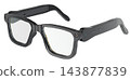Smart glasses with built-in video cameras and USB-C charging port. 3D rendering 143877839