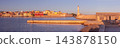 Panoramic View of Chania Venetian Harbor at Sunrise in Crete Greece 143878150