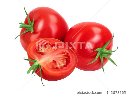 Tomato half isolated on white background with full depth of field. Tomato half isolated on white background with full depth of field. 143878365