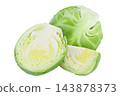 Brussels sprouts half isolated on white background with full depth of field 143878373
