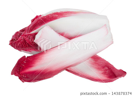 red chicory or radicchio leaves isolated on white background red chicory or radicchio leaves isolated on white background 143878374