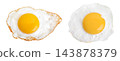 Fried egg isolated on white background. Top view 143878379