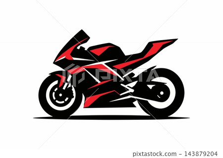 Modern Red and Black Sportbike Racing Motorcycle Logo Icon Modern Red and Black Sportbike Racing Motorcycle Logo Icon 143879204