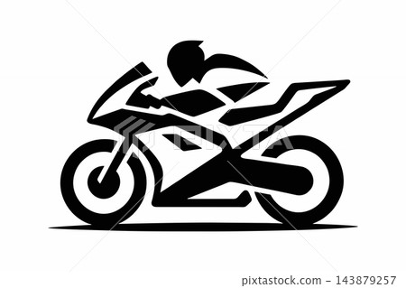 Modern Sportbike Motorcycle Racer Silhouette Icon 143879257