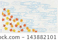 Stylish Japanese modern washi paper featuring a woodblock print-style depiction of the traditional Japanese "Tatsutagawa" pattern. 143882101
