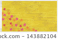 Stylish Japanese modern washi paper featuring a woodblock print-style depiction of the traditional Japanese "Tatsutagawa" pattern. 143882104