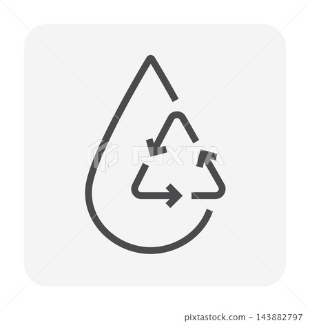 Black outline water droplet and recycling arrows icon for water reuse and conservation Black outline water droplet and recycling arrows icon for water reuse and conservation 143882797