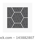 Black parquet floor icon with geometric hexagonal panels and fine vertical wood grain 143882807