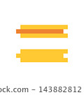 Yellow and orange tongue and groove wood flooring cross section icon with interlocking edges 143882812