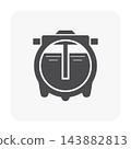 Black silhouette circular wastewater treatment tank icon with central divider and internal channels 143882813