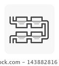 Black outline six basin water treatment flow icon with paired rows and connecting pipes 143882816