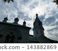 Traditional church heavy wooden entrance doors and decorative fittings 143882869
