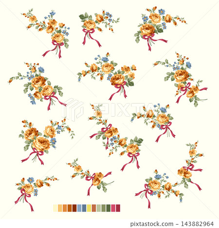 美麗的玫瑰矢量插圖集, 美麗的玫瑰矢量插圖集, 143882964