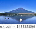 [Yamanashi Prefecture] Summer view of Mt. Fuji from the beach of Yamanakako Hirano 143883899